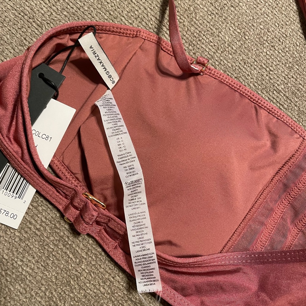 BCBGMaxAzria Apricot Blush Seams Bandeau Bikini Top, size 8, NWT - Picture 6 of 9
